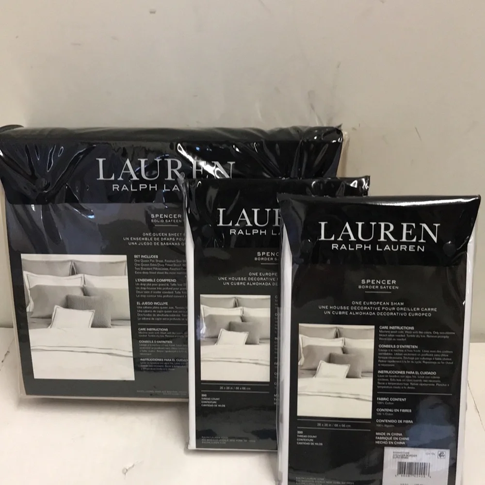 Lauren Ralph Lauren Spencer 475 TC Cotton Sateen 4 pc Sheet Set + 2 Euro Shams